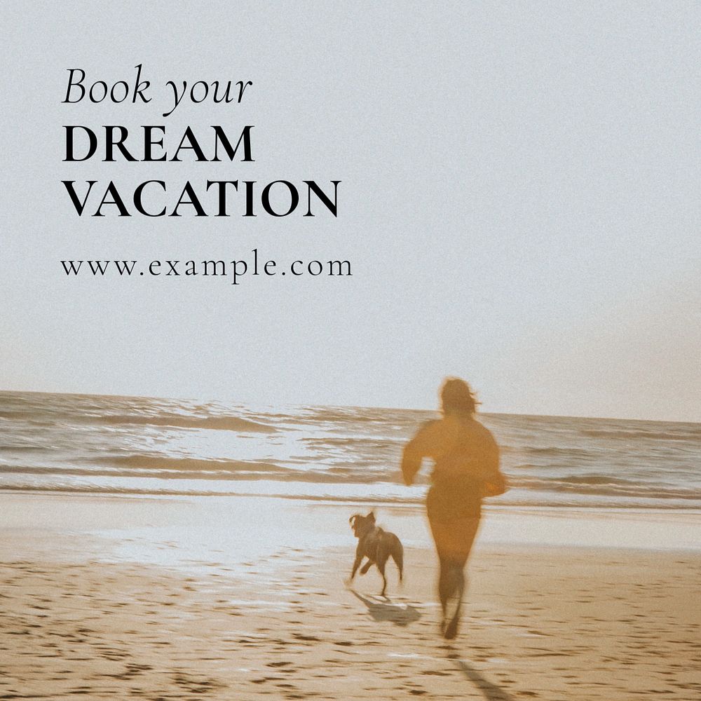 Dream vacation Instagram post template, editable text