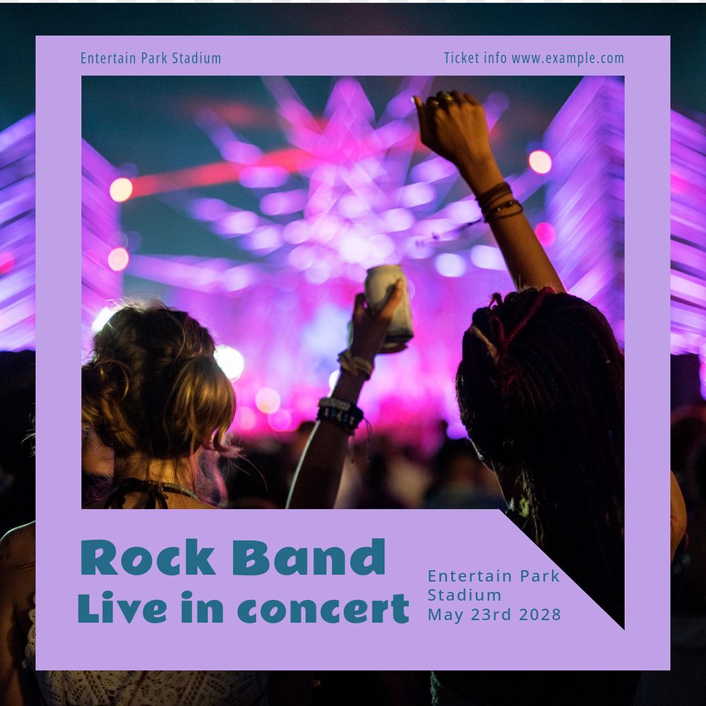 Live concert Instagram post template, editable text