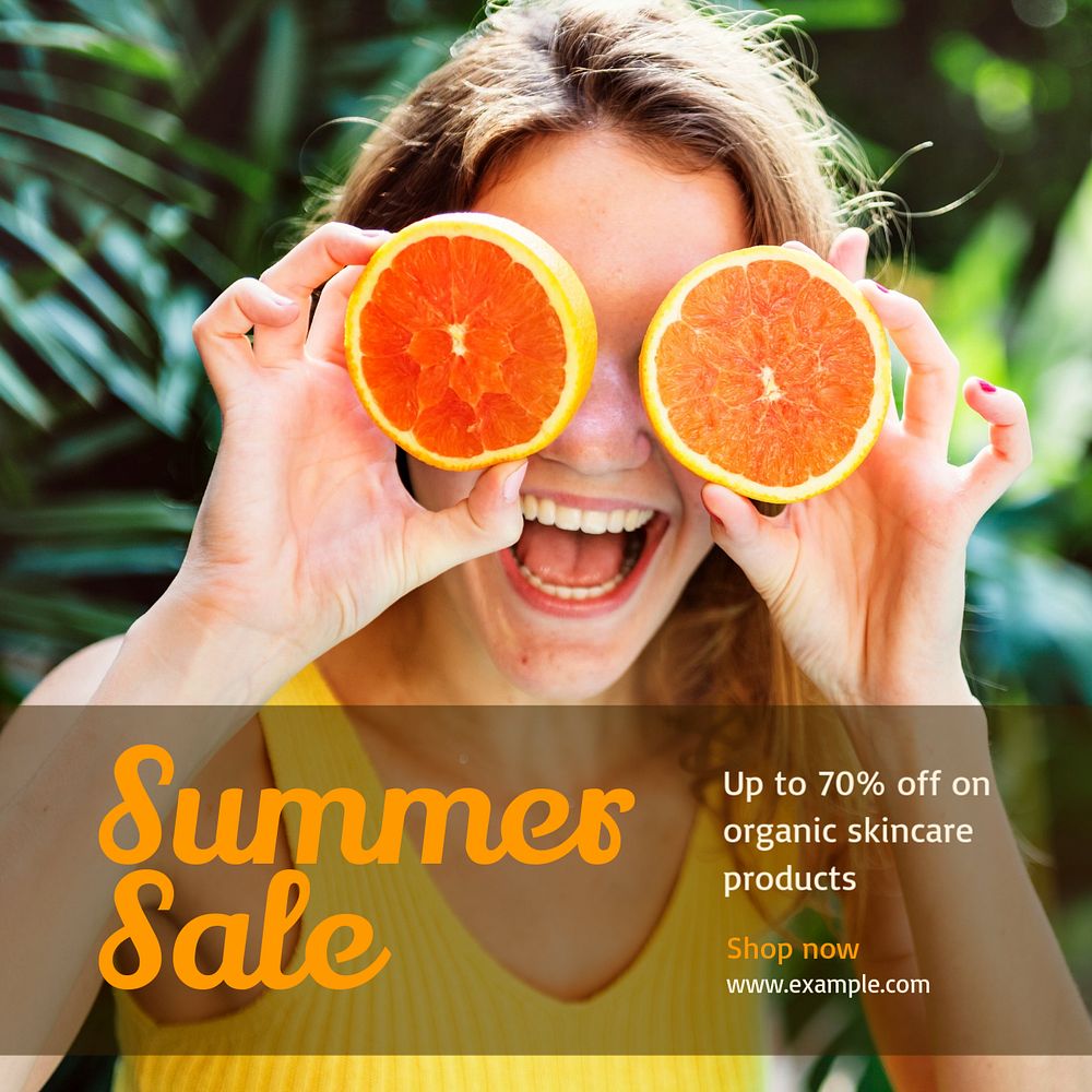 Summer sale Instagram post template, editable text