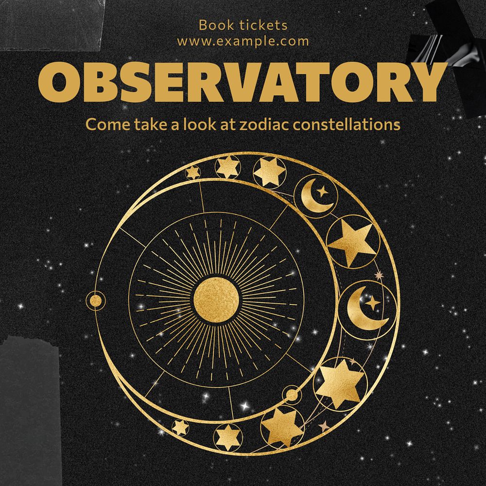 Observatory Instagram post template, editable text