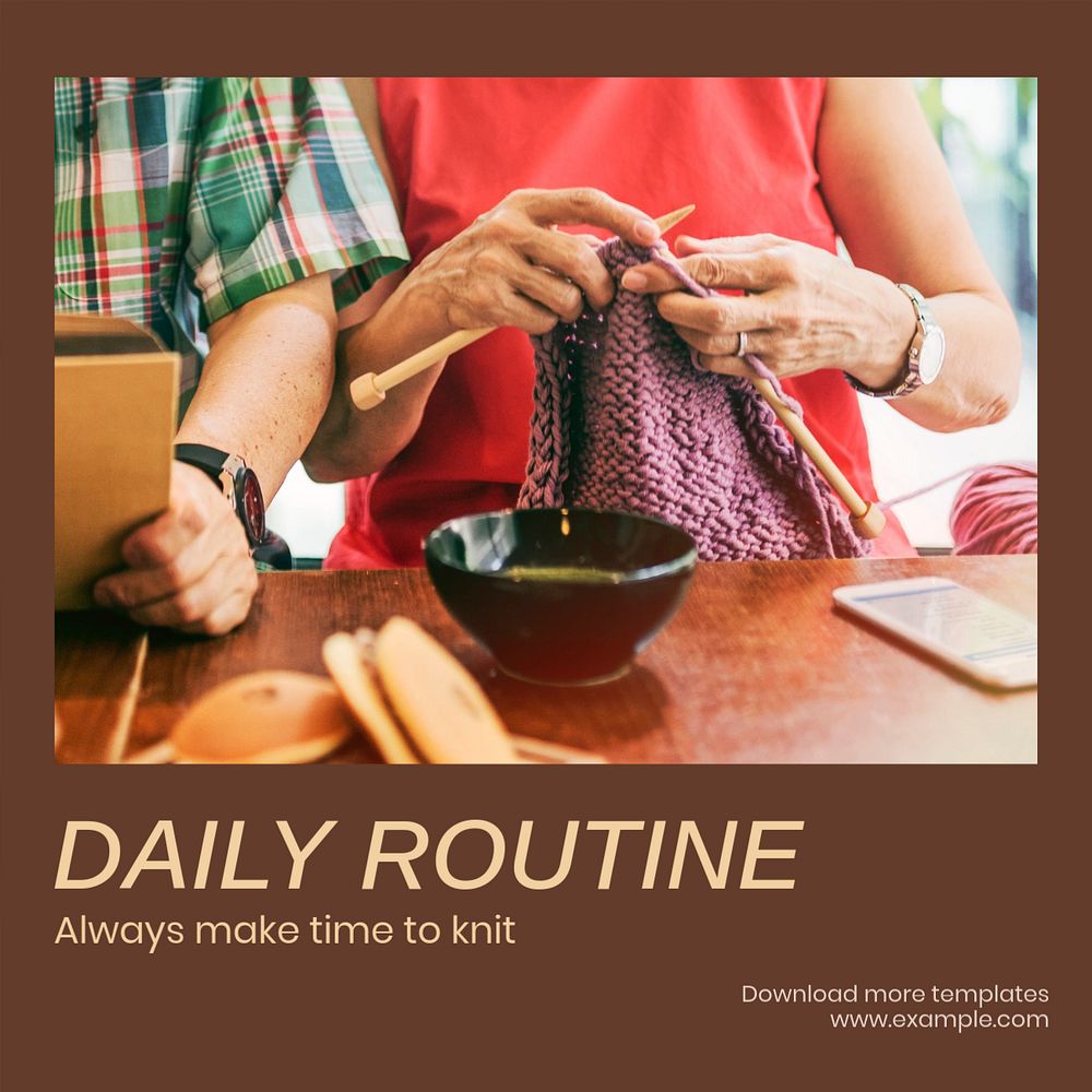 Daily routine Instagram post template, editable text