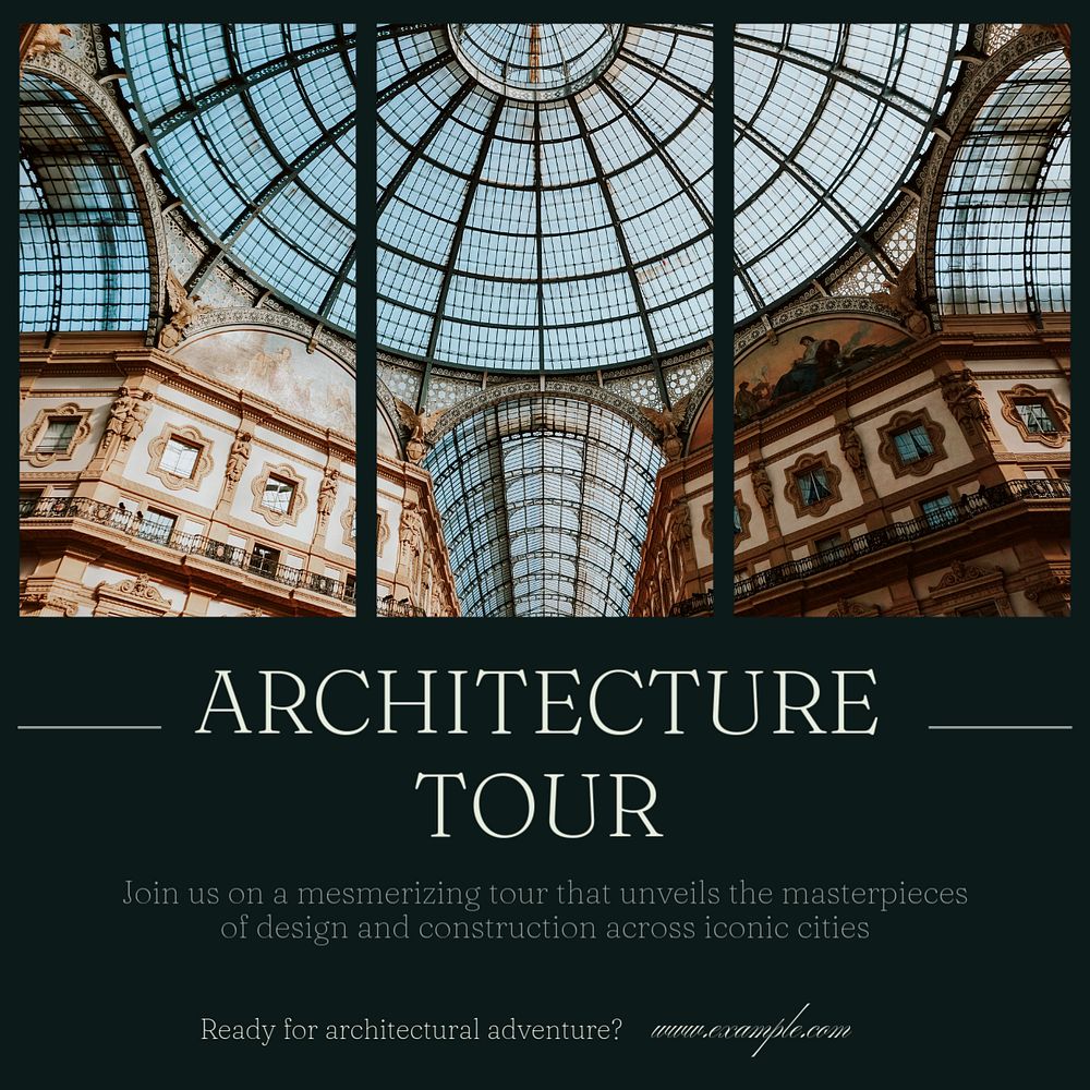 Architecture tour Instagram post template, editable text