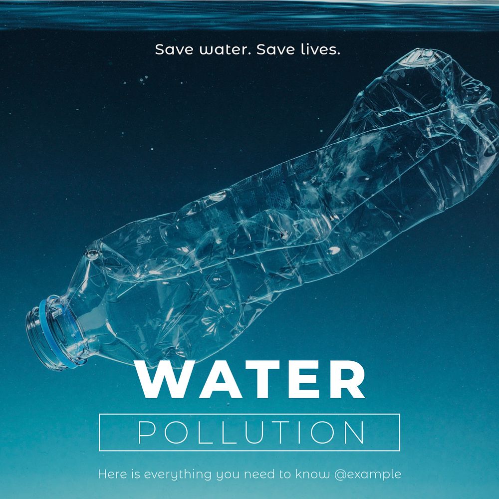 Water pollution Instagram post template, editable text