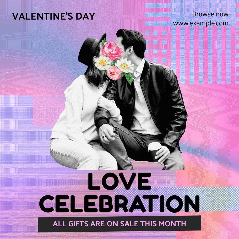 Love celebration Instagram post template, editable text