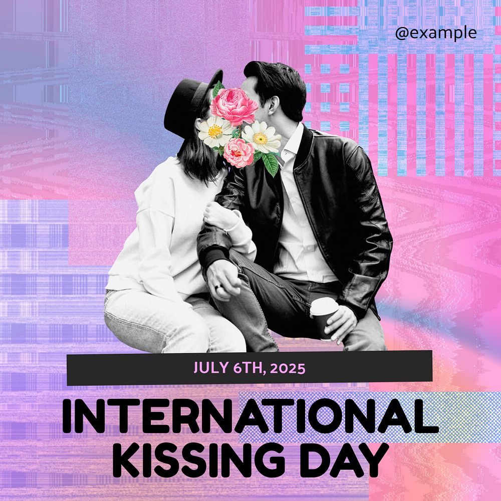 International kissing day Instagram post template, editable text