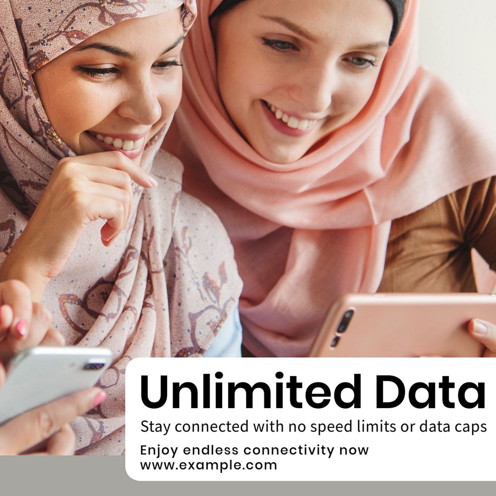 Unlimited internet data Instagram post template, editable text