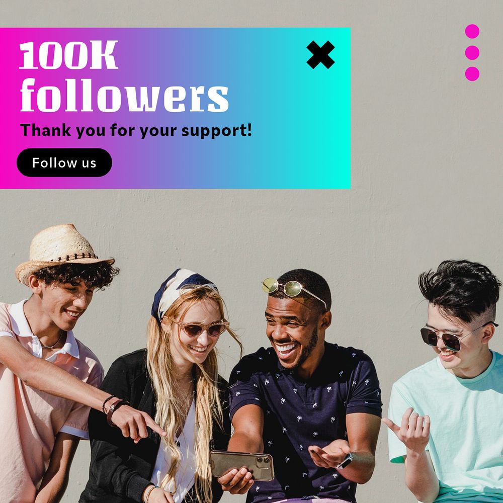 100k followers Instagram post template, editable text