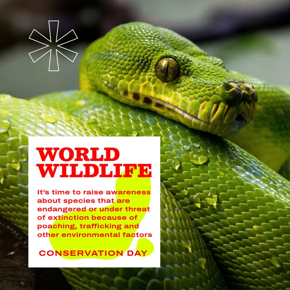 Wildlife conservation day Instagram post template, editable text