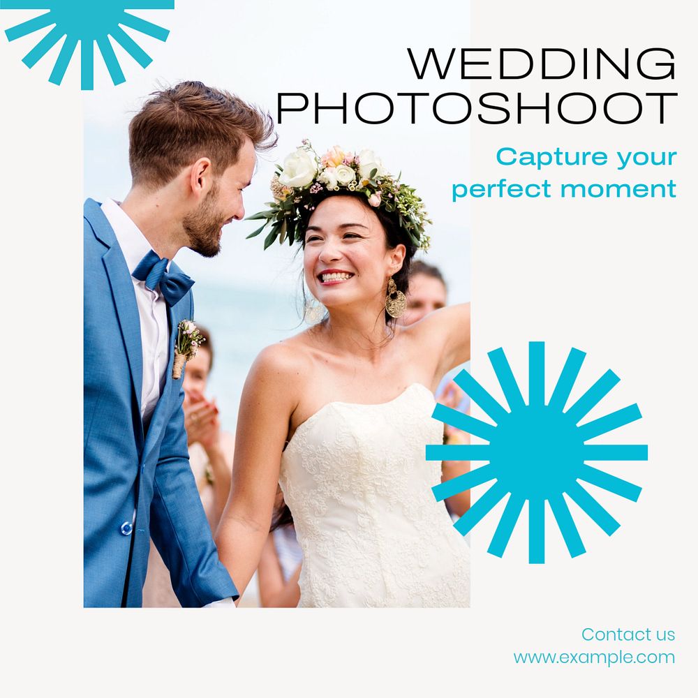 Wedding photoshoot Instagram post template, editable text