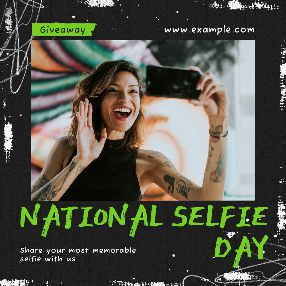 National selfie day Instagram post template, editable text