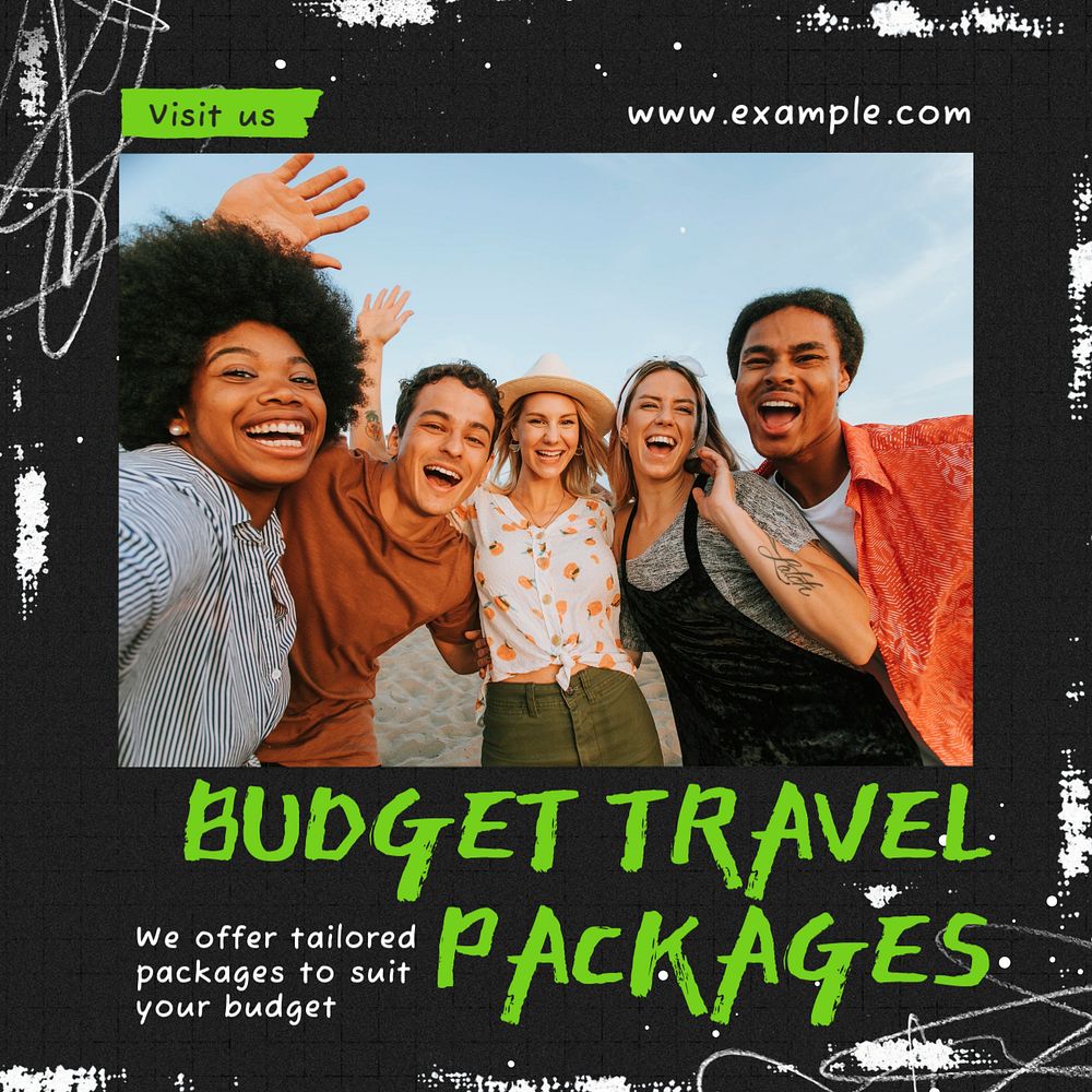 Travel budget Instagram post template, editable text