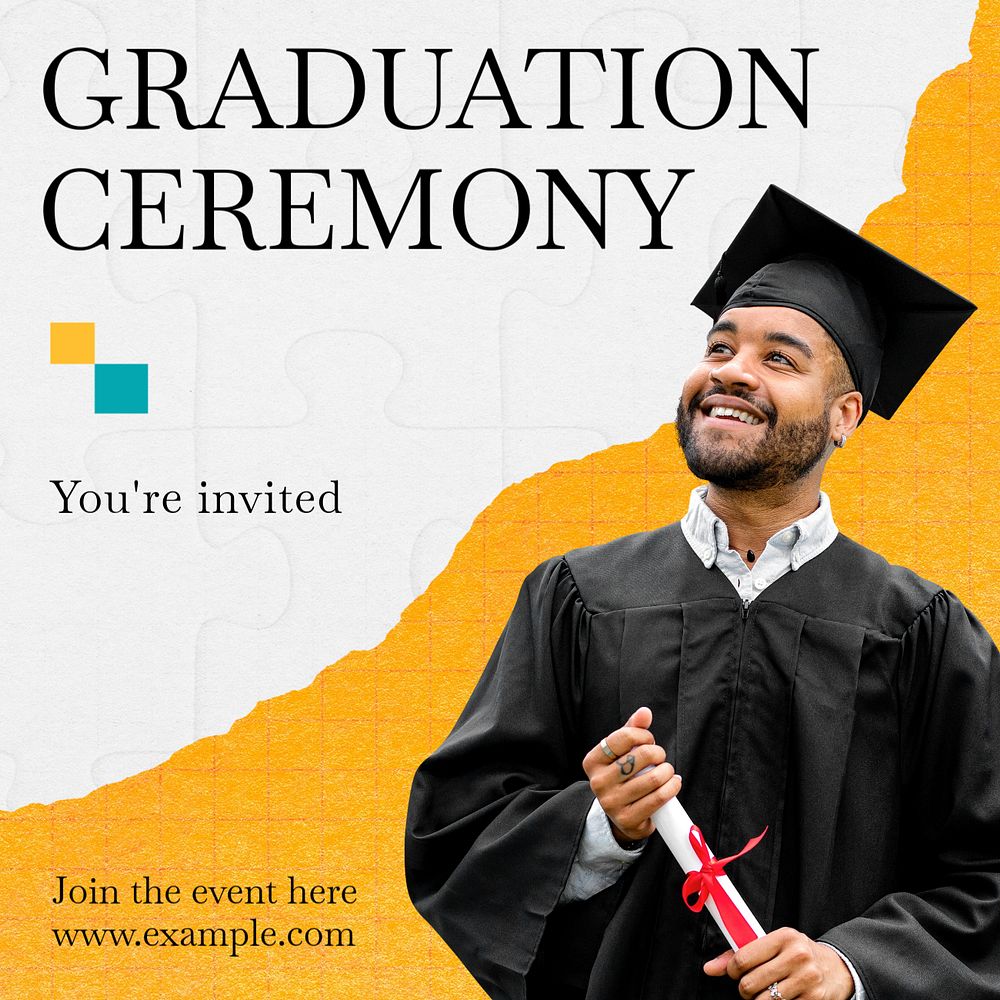 Graduation ceremony Instagram post template, editable text