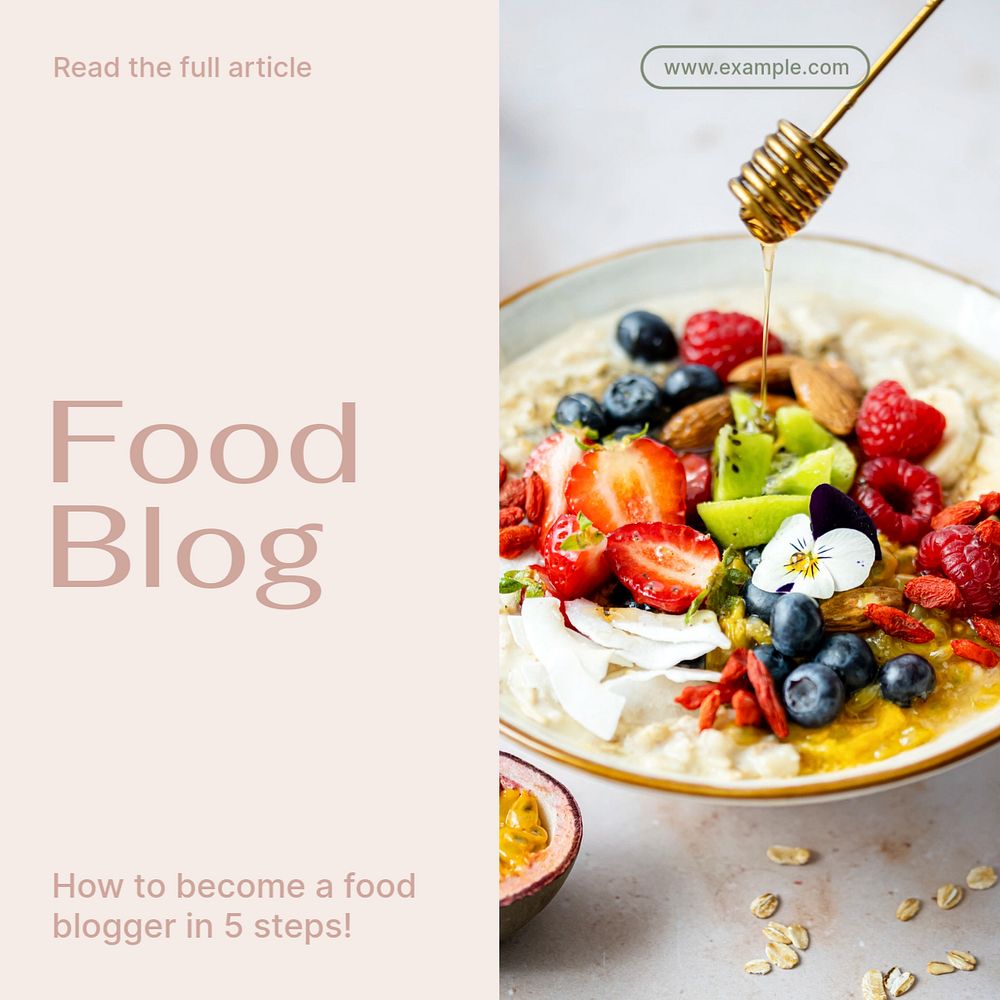 Food blog Instagram post template, editable text