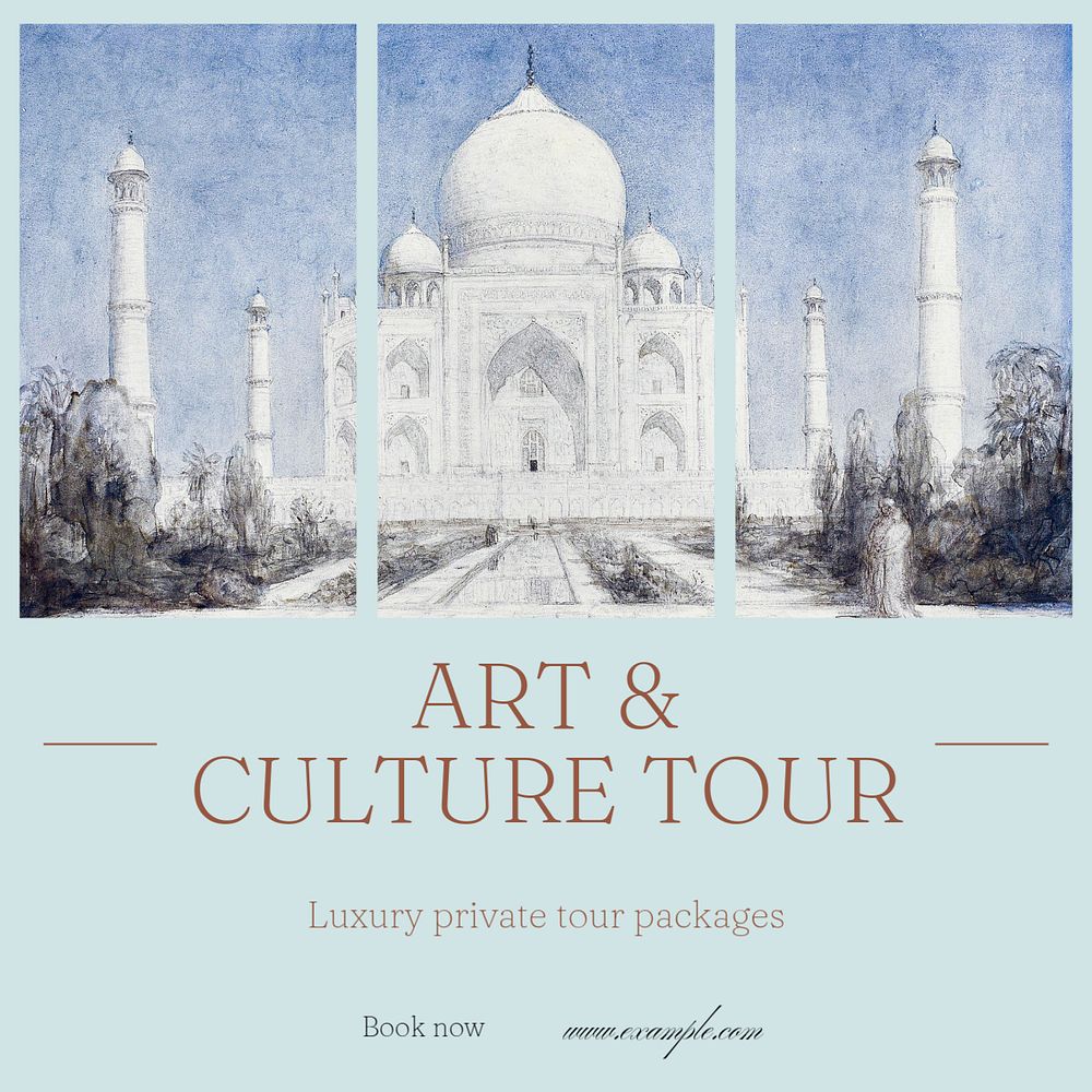 Art & culture tour Instagram post template, editable text