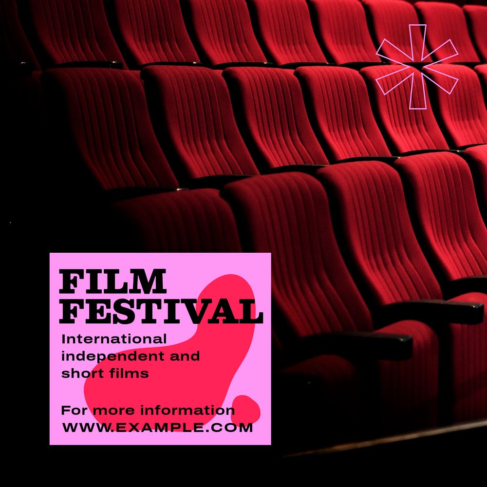 Film festival Instagram post template, editable text