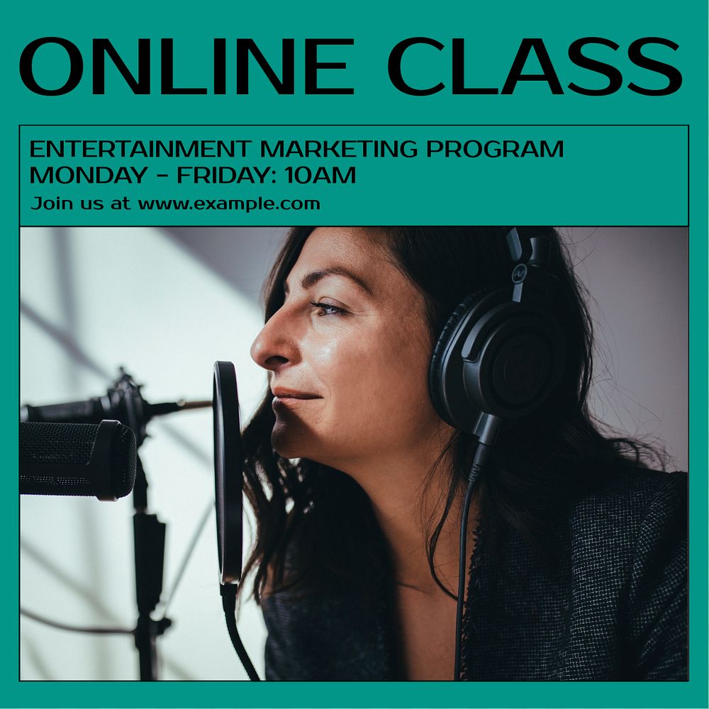 Entertainment marketing program Instagram post template, editable text