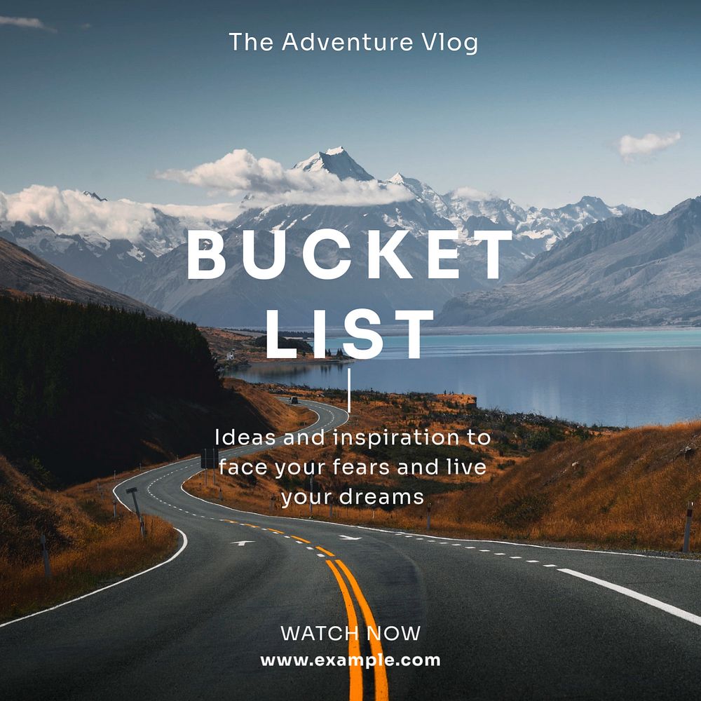 Bucket list Instagram post template, editable text