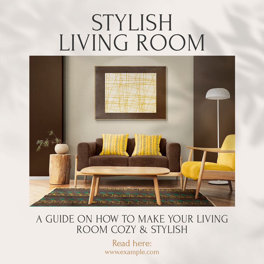 Stylish living room Instagram post template, editable text