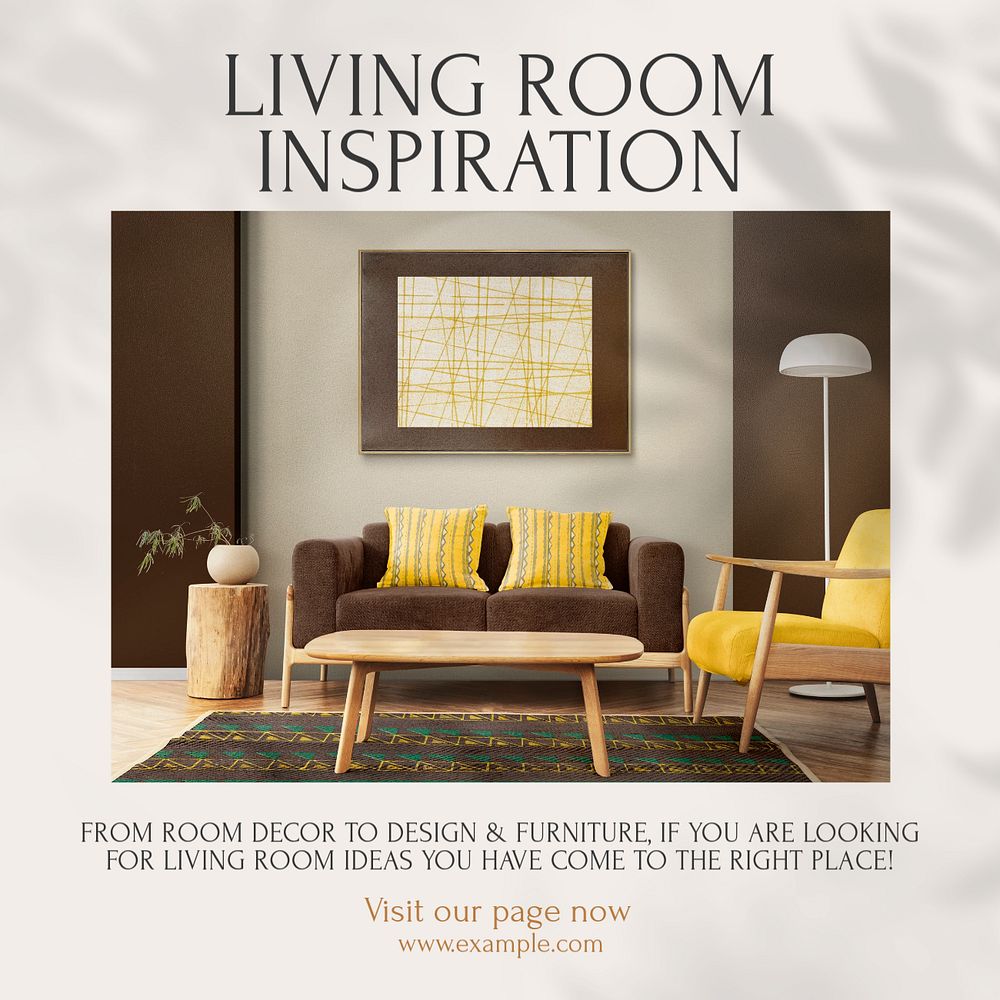 Living room inspiration Instagram post template, editable text