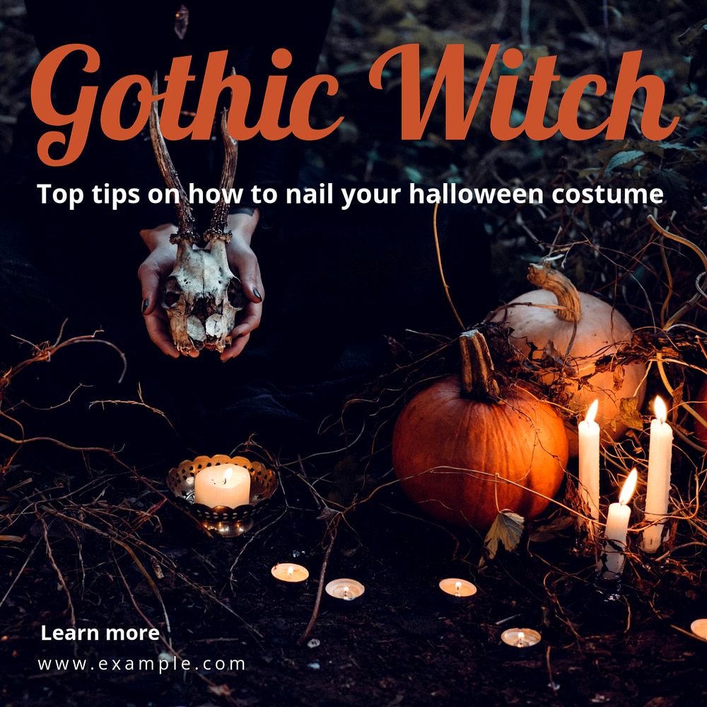 Halloween costume Instagram post template, editable text