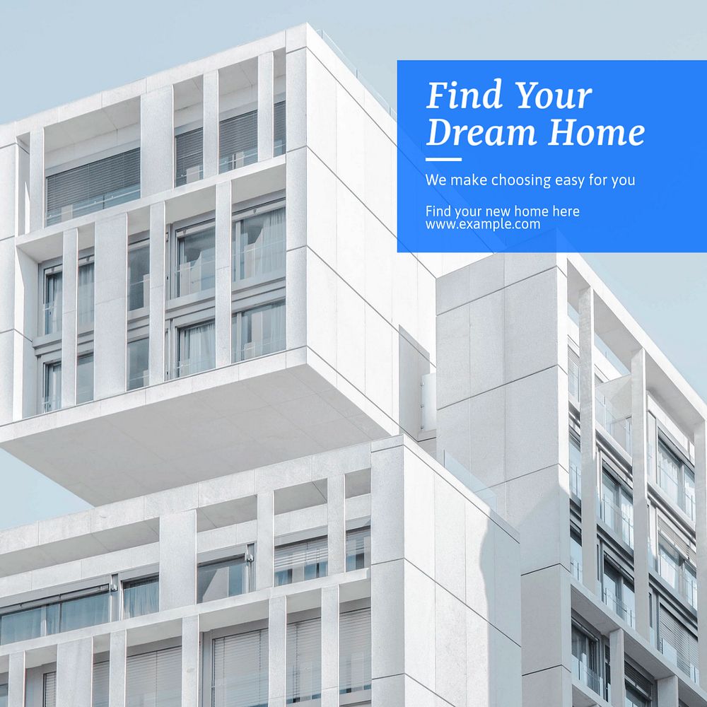 Dream home Instagram post template, editable text