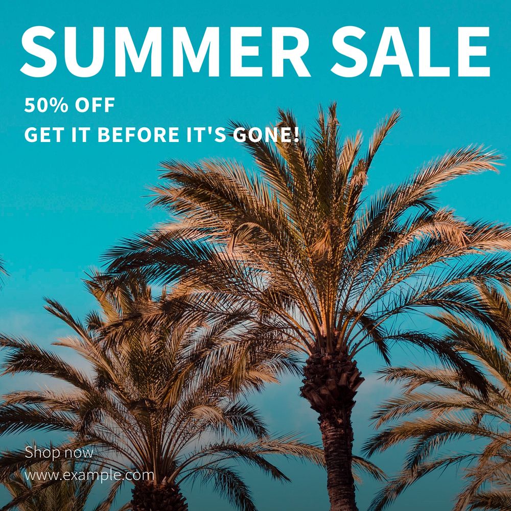 Summer sale Instagram post template, editable text