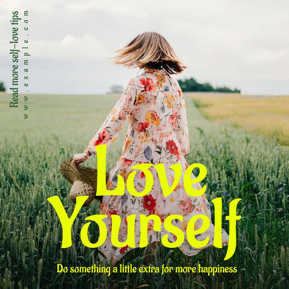 Love yourself Instagram post template, editable text