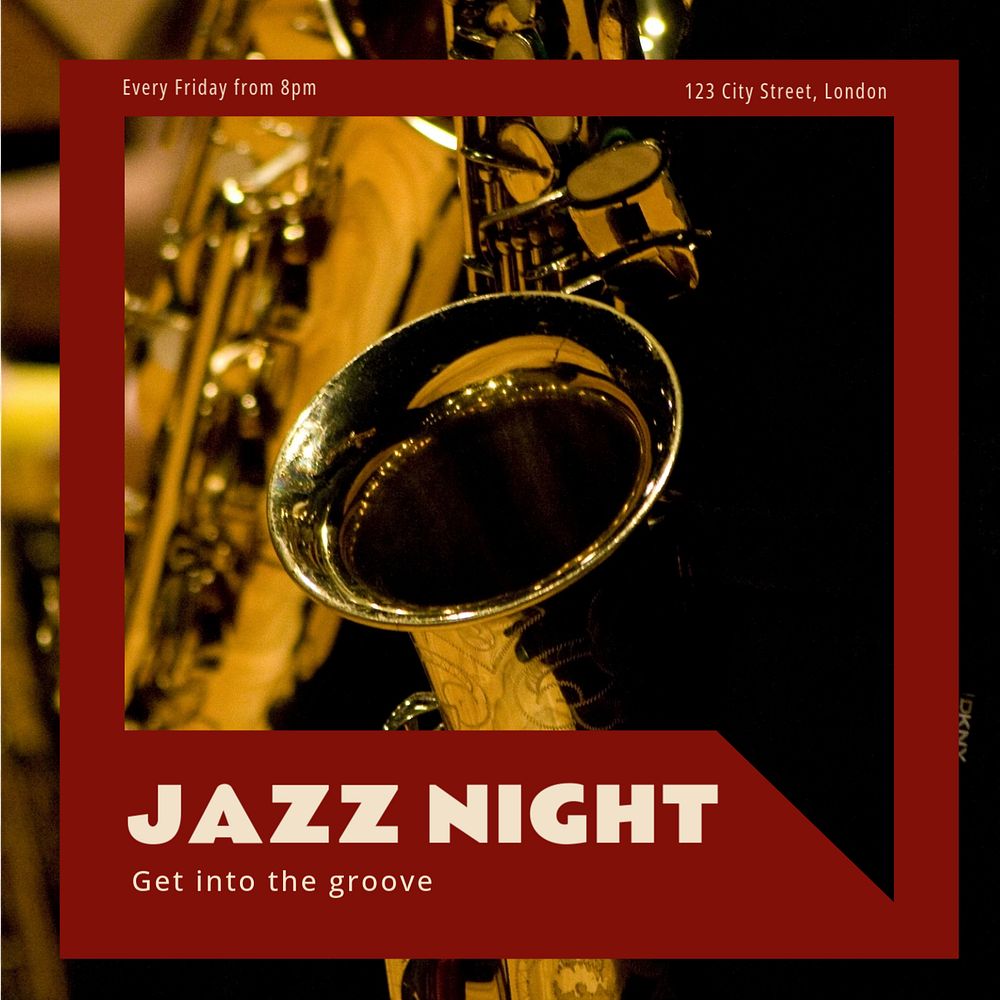 Jazz night Instagram post template, editable text