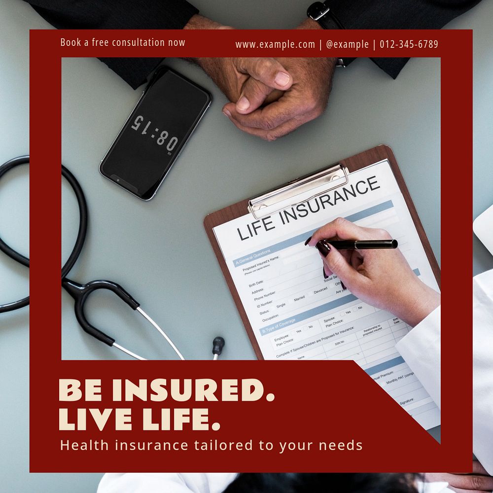 Life insurance Instagram post template, editable text