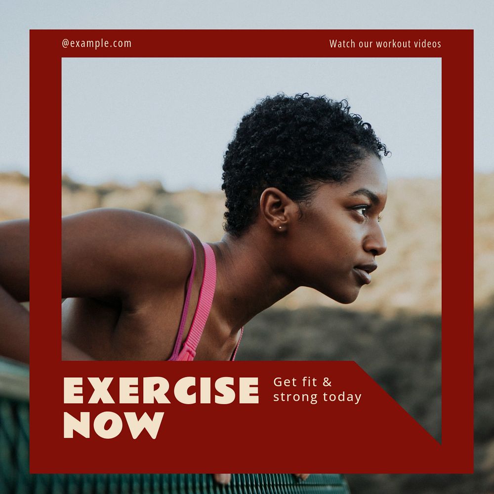 Exercise now Instagram post template, editable text