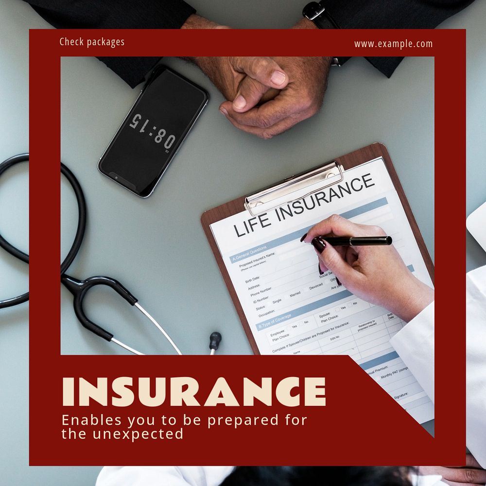 Insurance Instagram post template, editable text