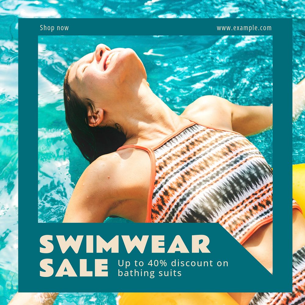 Swimwear sale Instagram post template, editable text