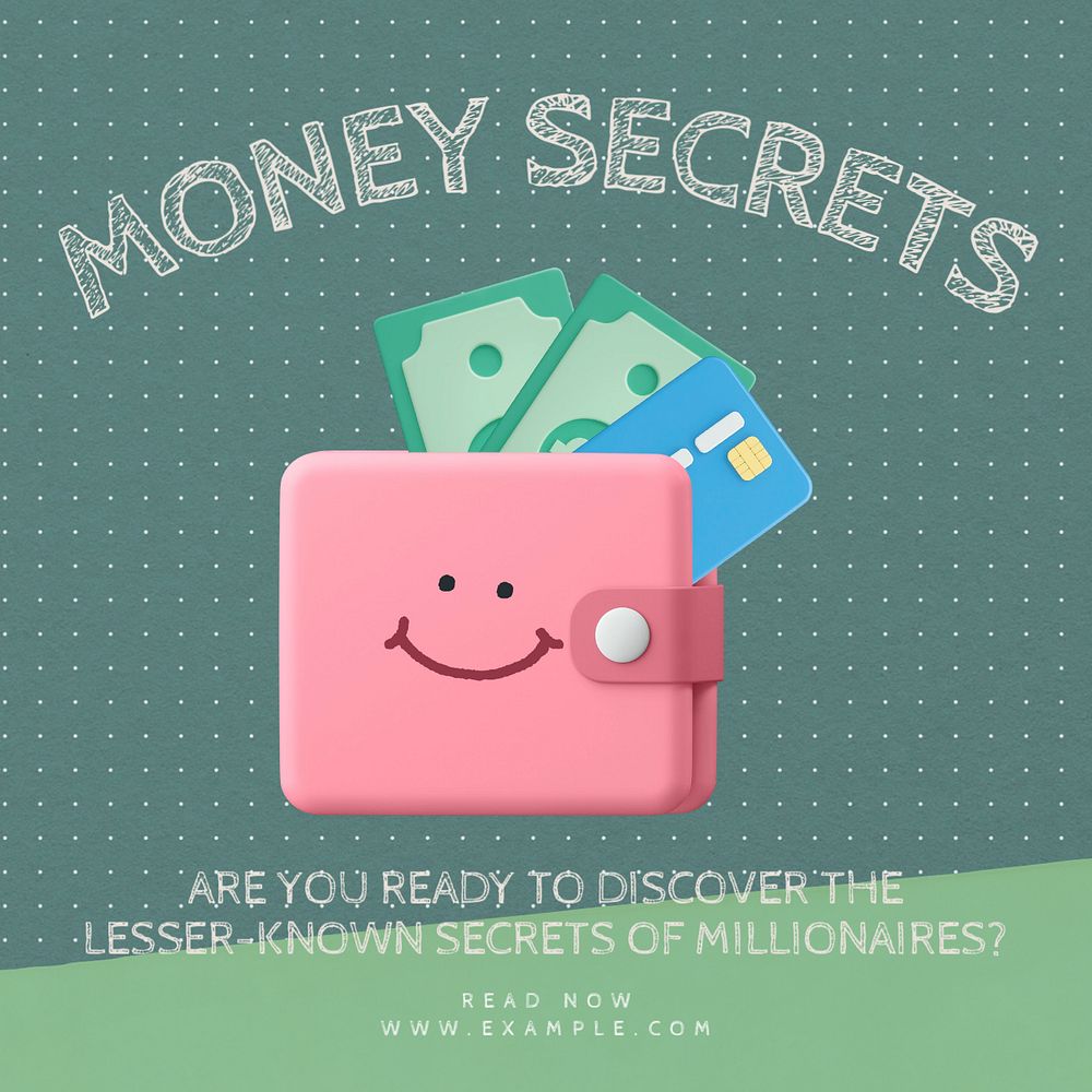 Money secrets Instagram post template, editable text