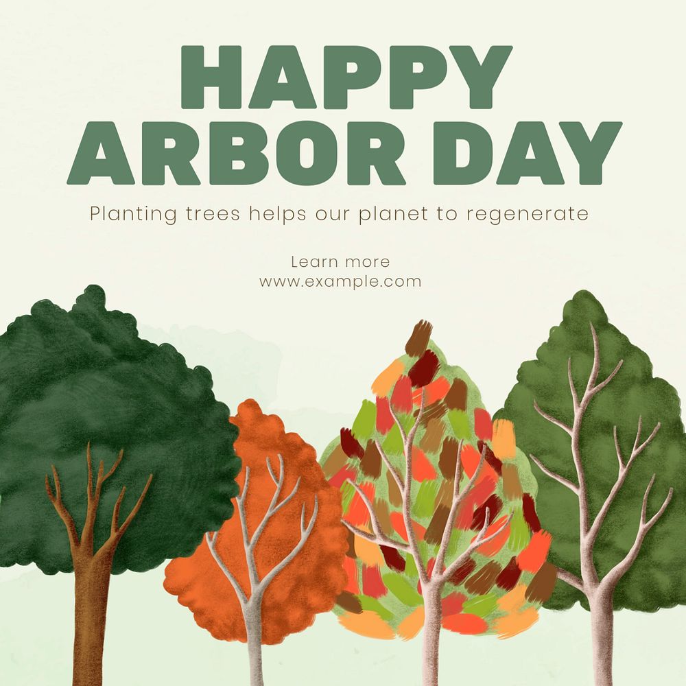 Happy arbor day Instagram post template, editable text