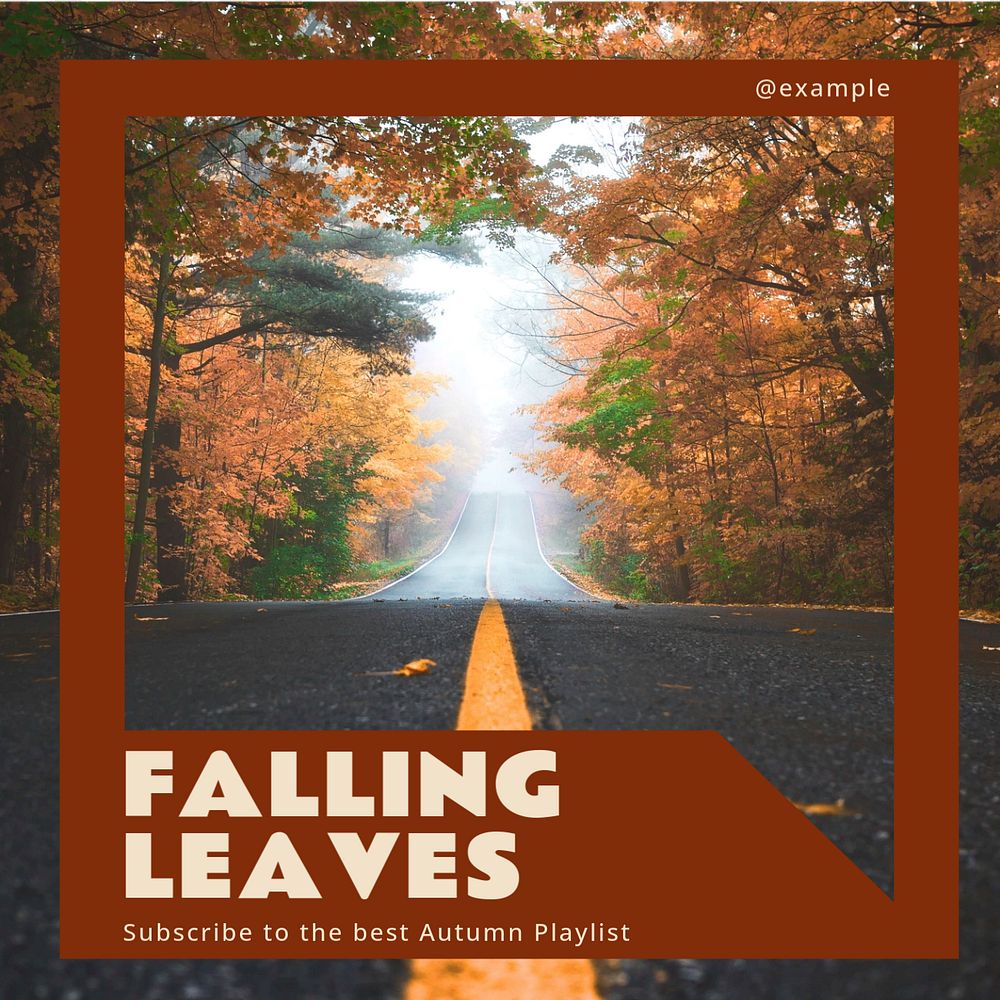 Autumn music playlist Instagram post template, editable text