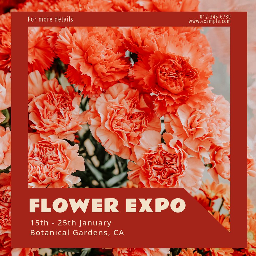 Flower expo Instagram post template, editable text