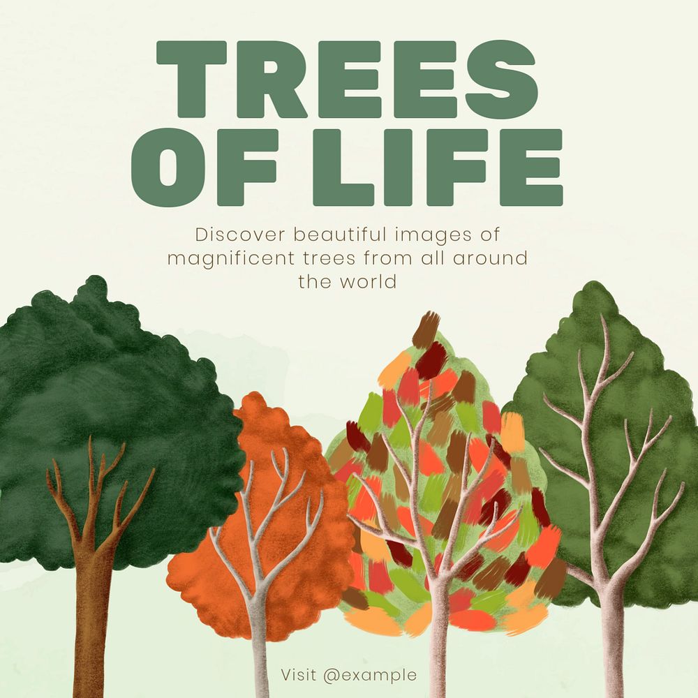 Trees of life Instagram post template, editable text