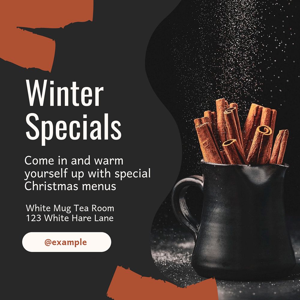 Winter special menu Instagram post template, editable text