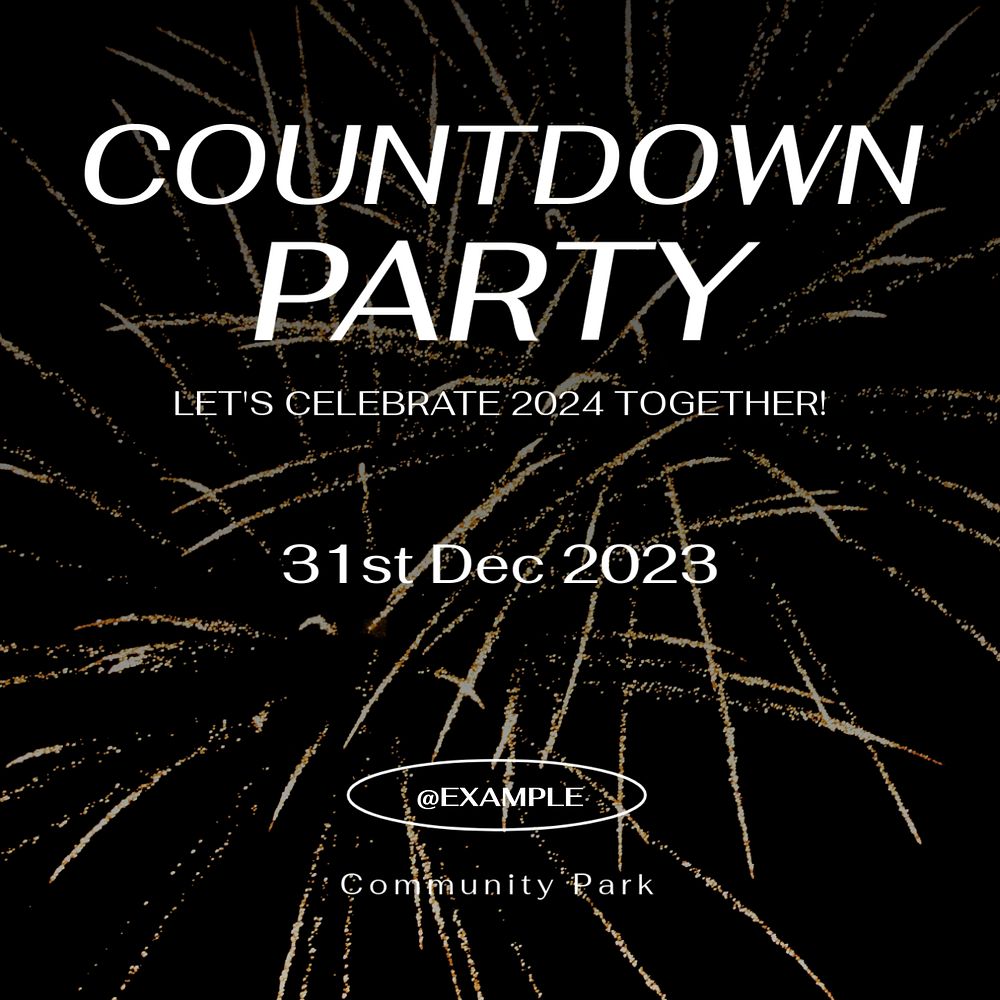 Countdown party Instagram post template, editable text