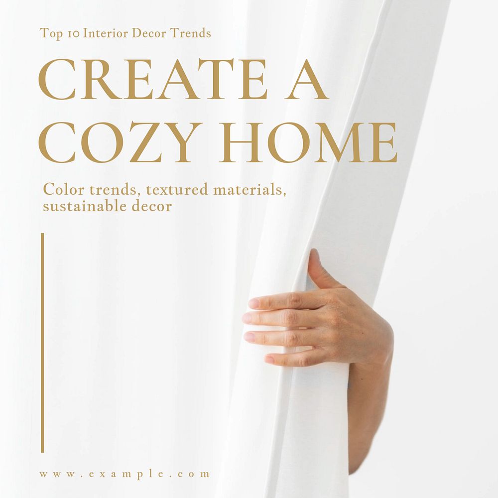 Cozy home Instagram post template, editable text