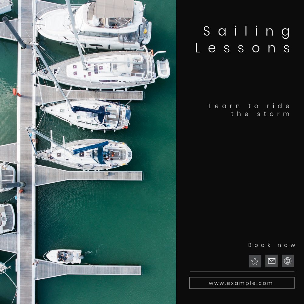 Sailing lessons Instagram post template, editable text