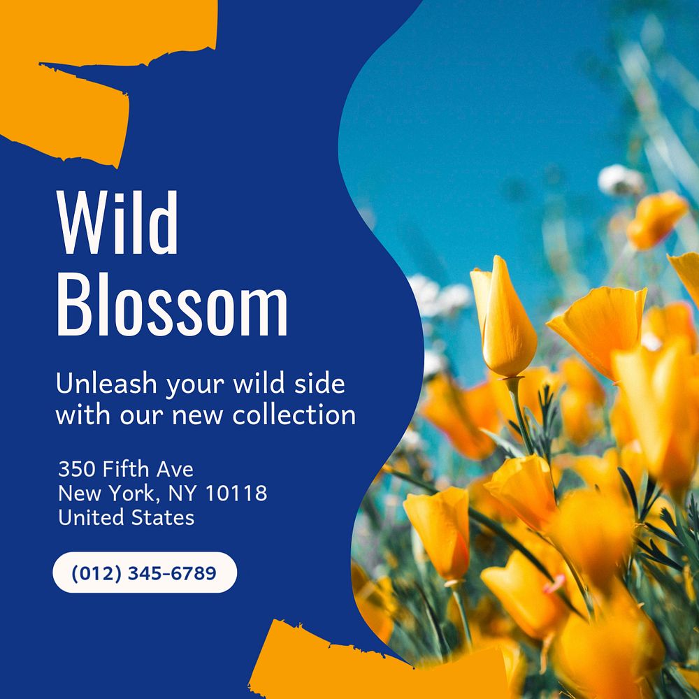 Wild blossom Instagram post template, editable text