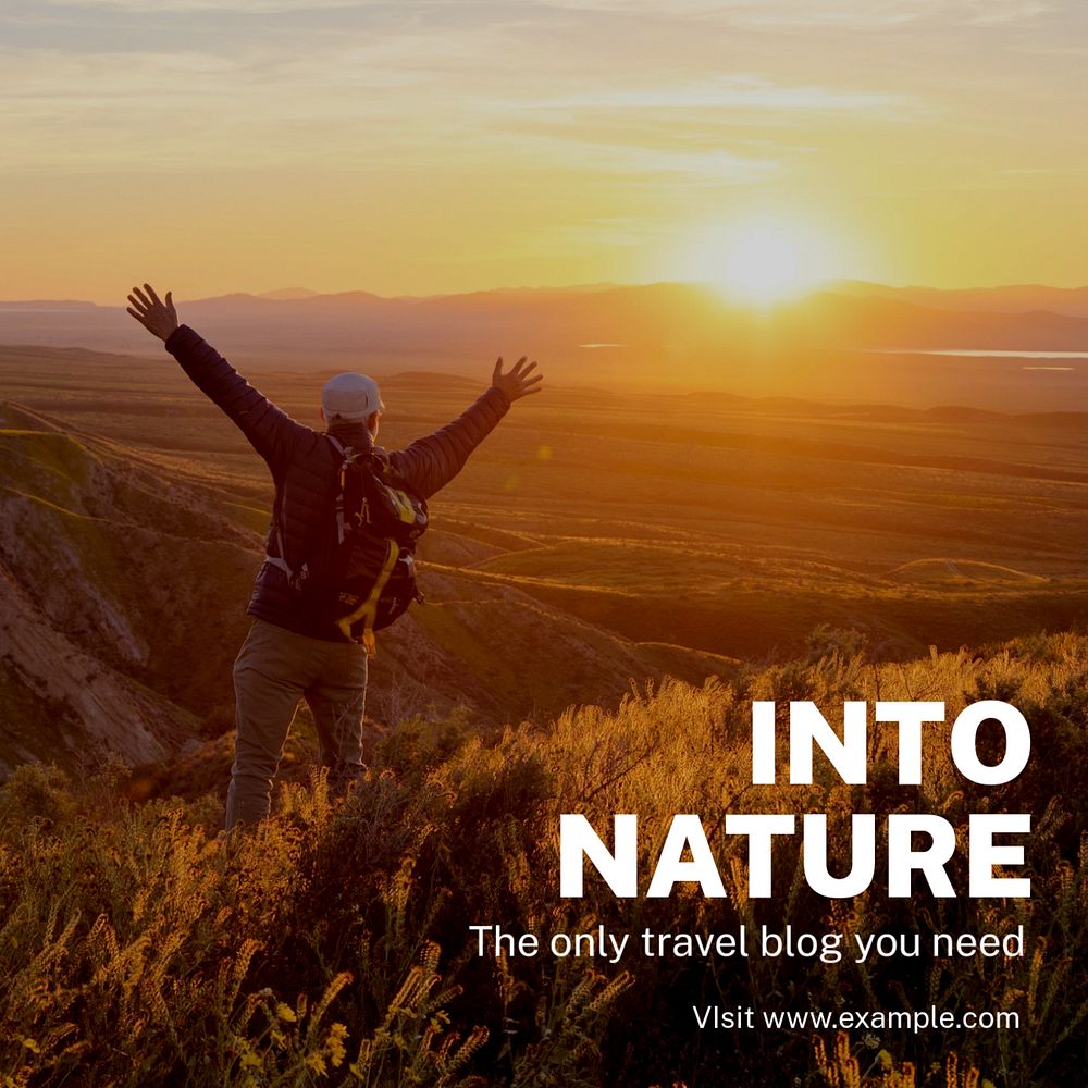 Nature travel blog Instagram post template, editable text