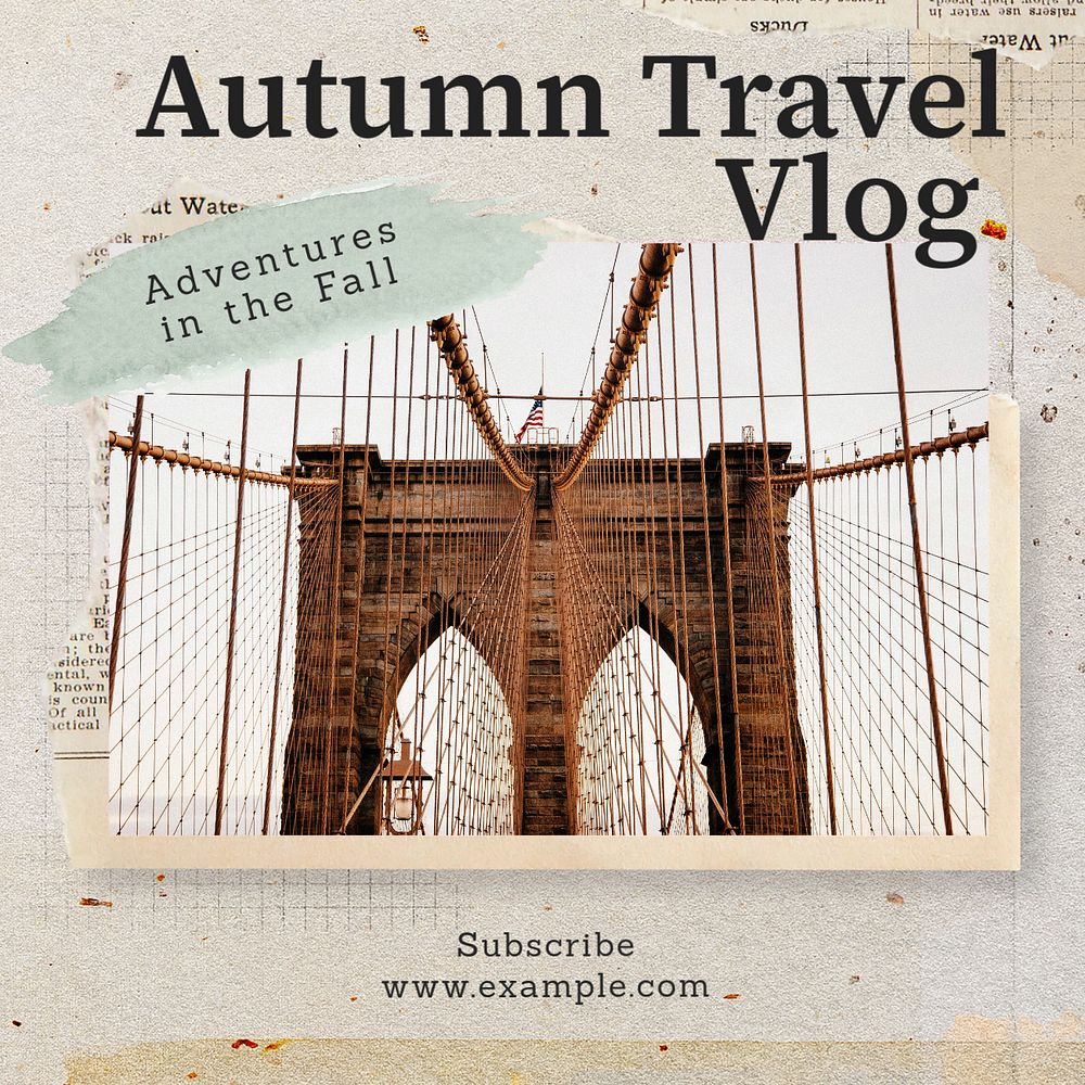 Autumn travel Instagram post template, editable text