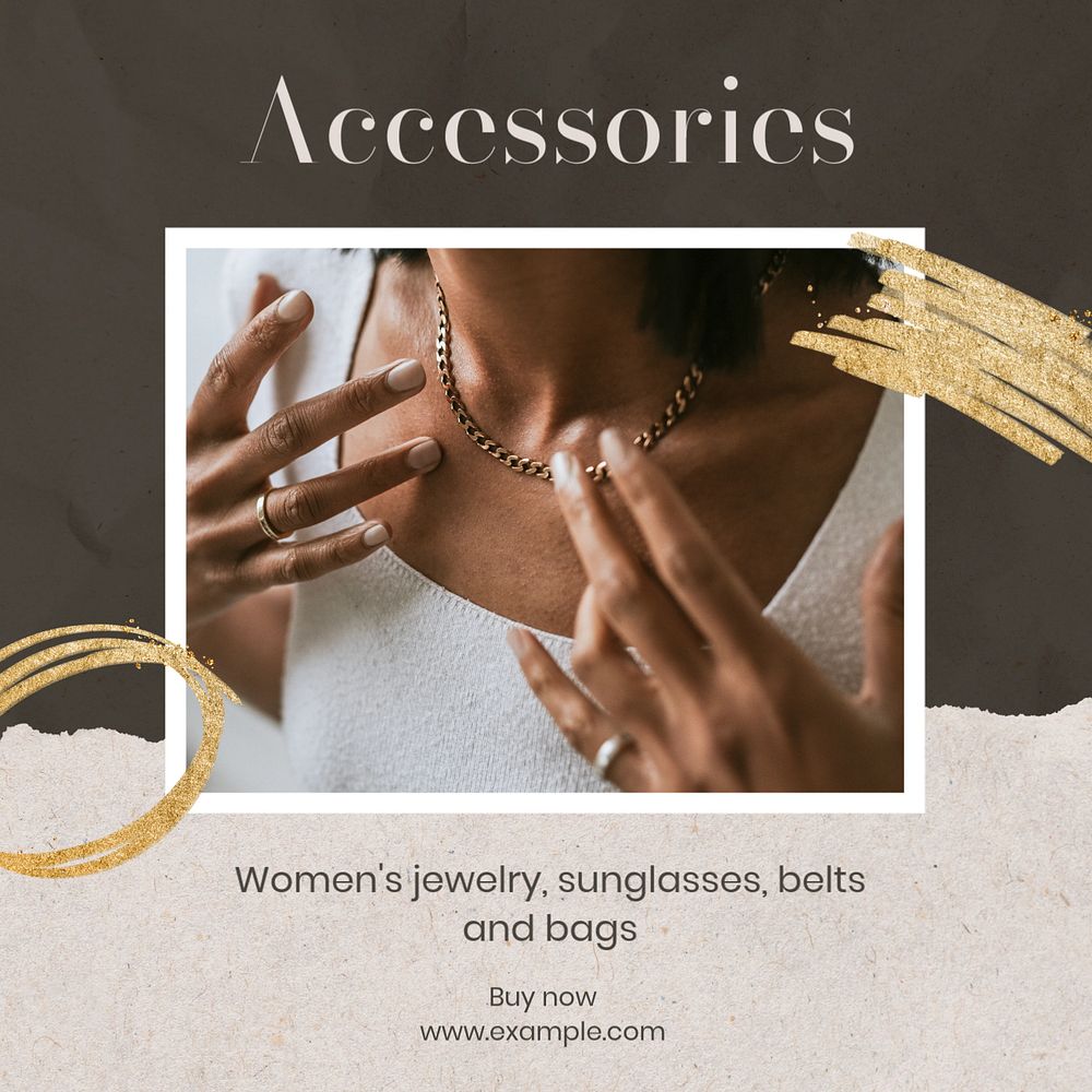 Accessories Instagram post template, editable text