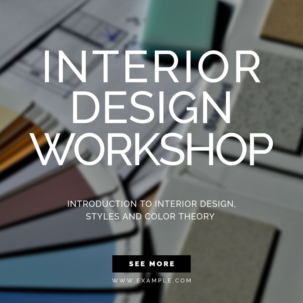 Interior design workshop Instagram post template, editable text