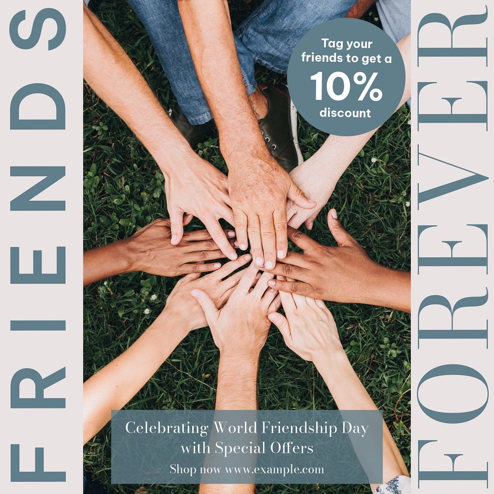 Friends forever Instagram post template, editable text