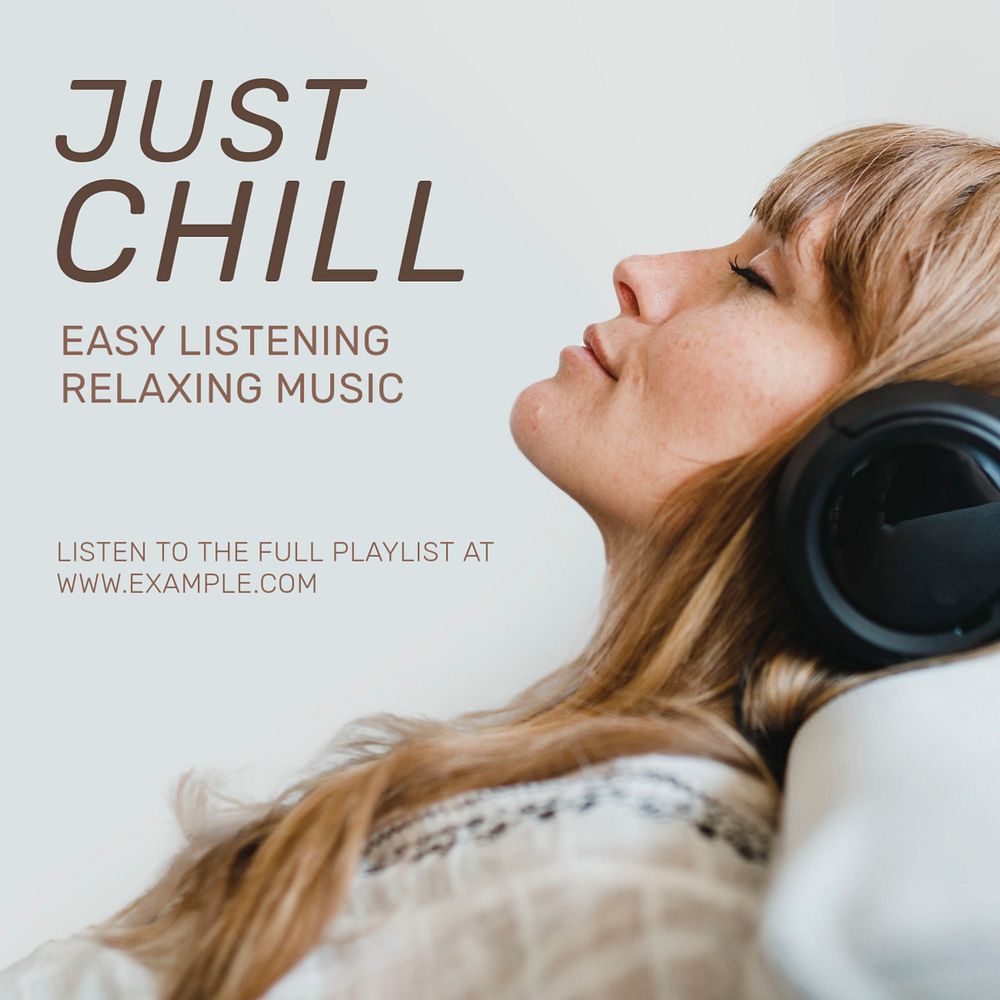 Chill music Instagram post template, editable text