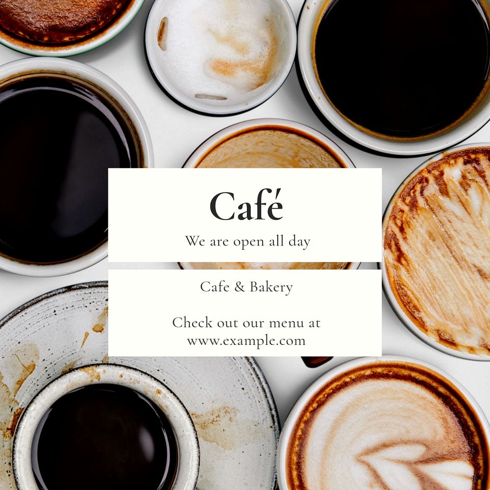 Cafe open Instagram post template, editable text