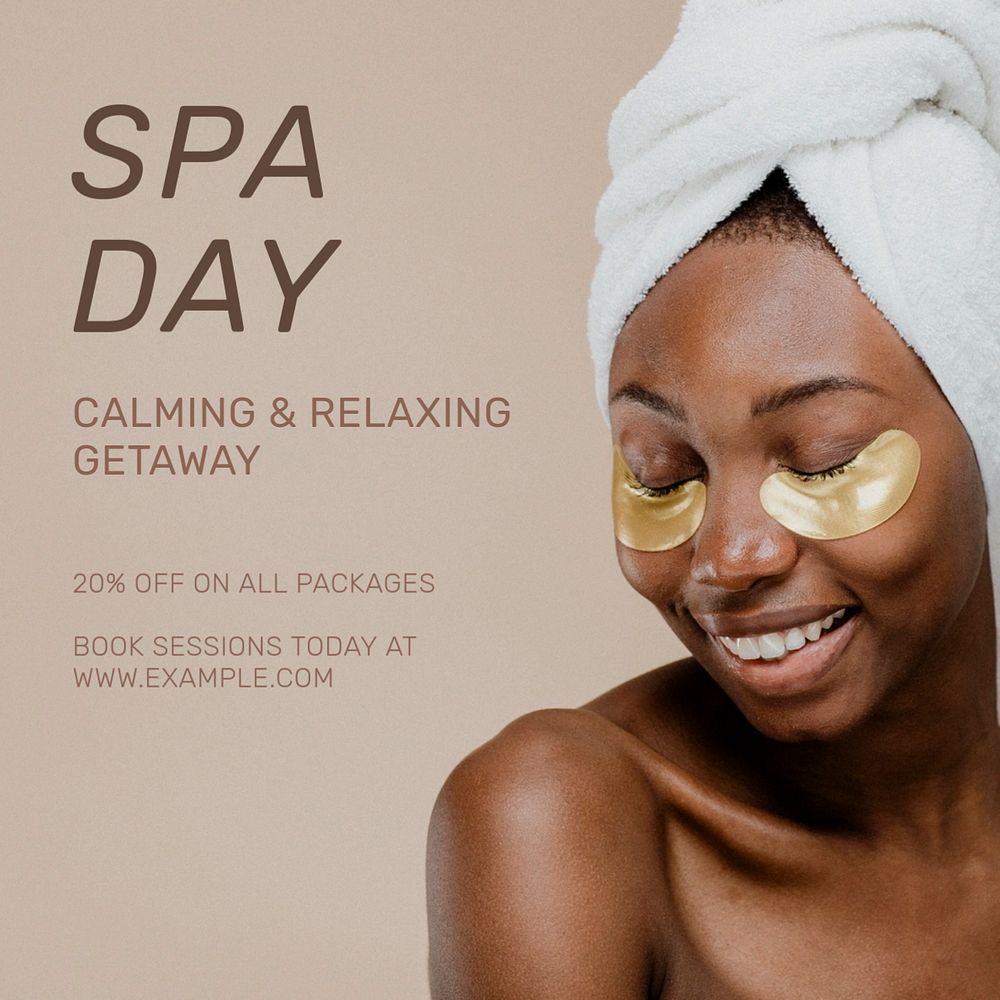 Spa day Instagram post template, editable text